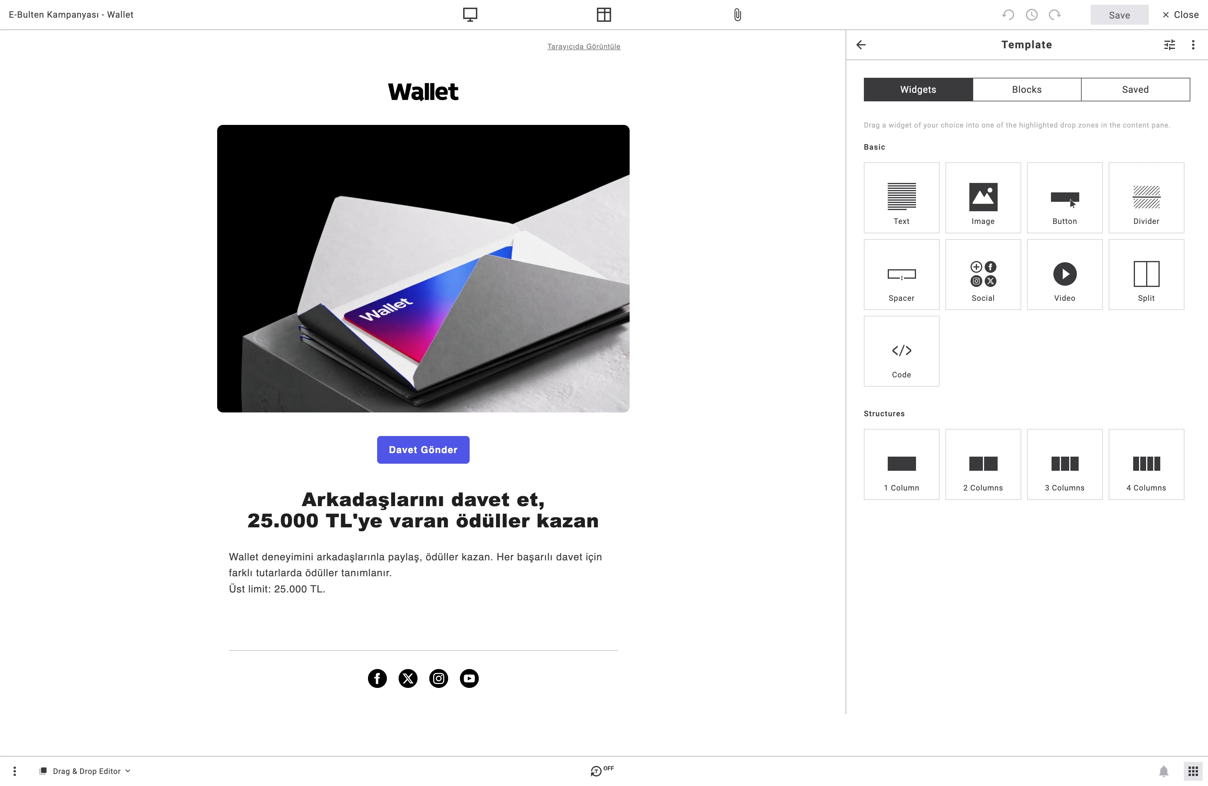 MailGraf sürükle bırak mailing tasarım editörü